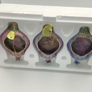 Set of Three Bradford Exchange Enchanted Garden Ornaments